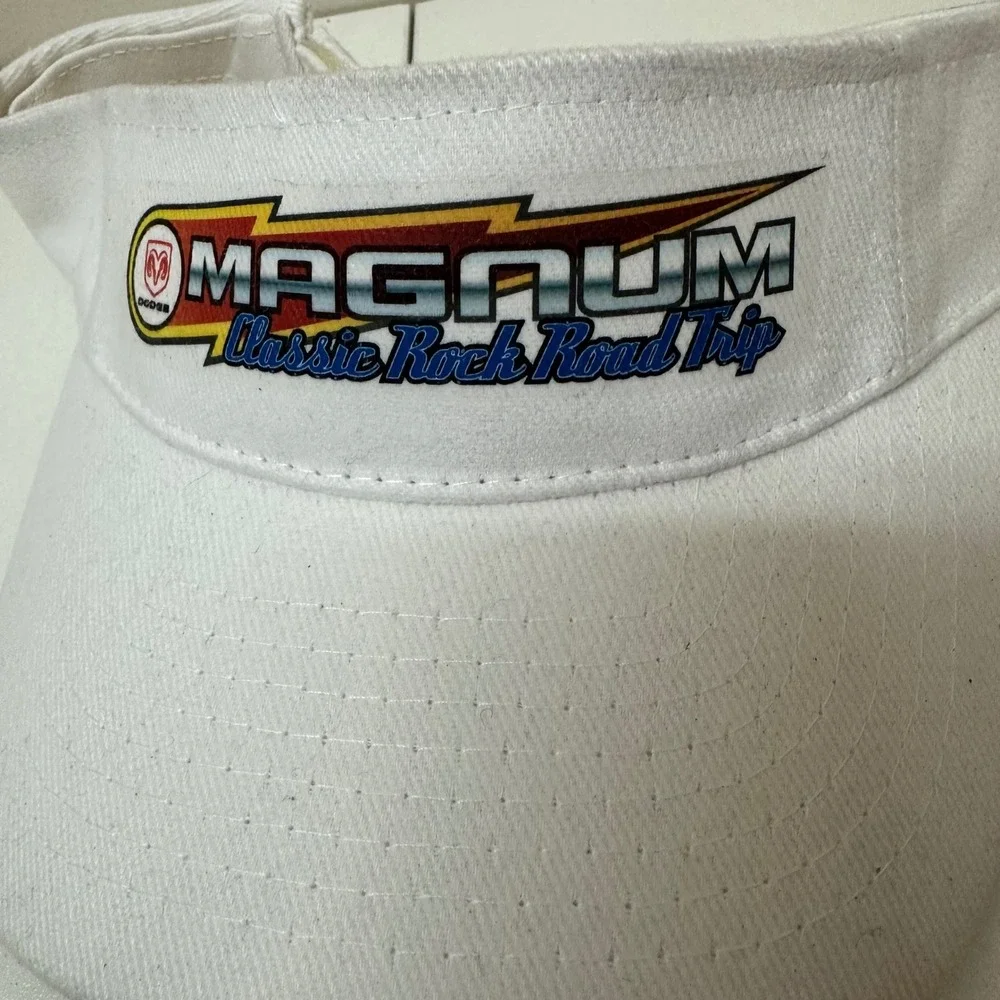 Vtg Dodge Magnum Classic Rock Road Trip White Sun Visor Express Line Sample Hat